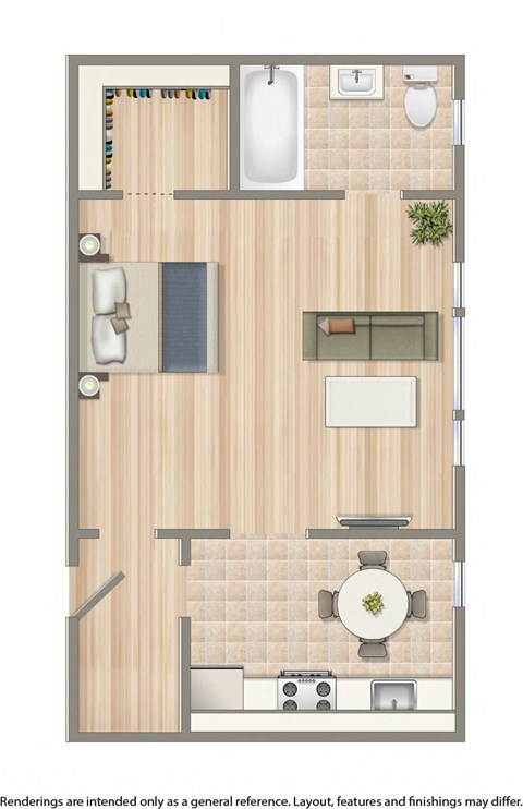 chatham courts studio floor plan 480 squared feet